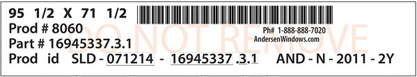 Example of product ID label.